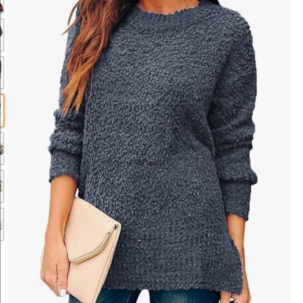 Amazon Essentials Slide Slit Crewneck Tunic Cozy Sweater‎